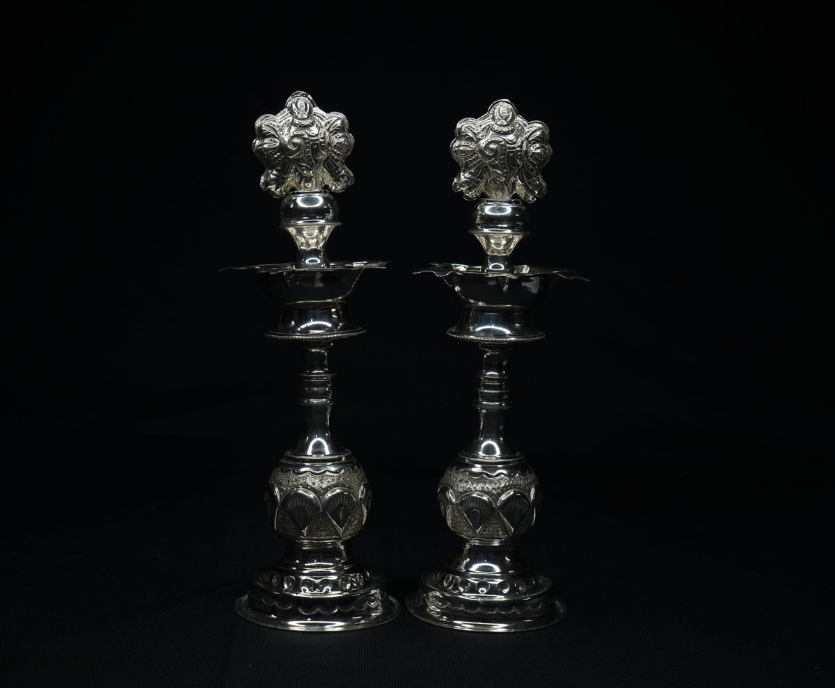 Pure Silver Diya Shank Chakara 195g - PUSHMYCART