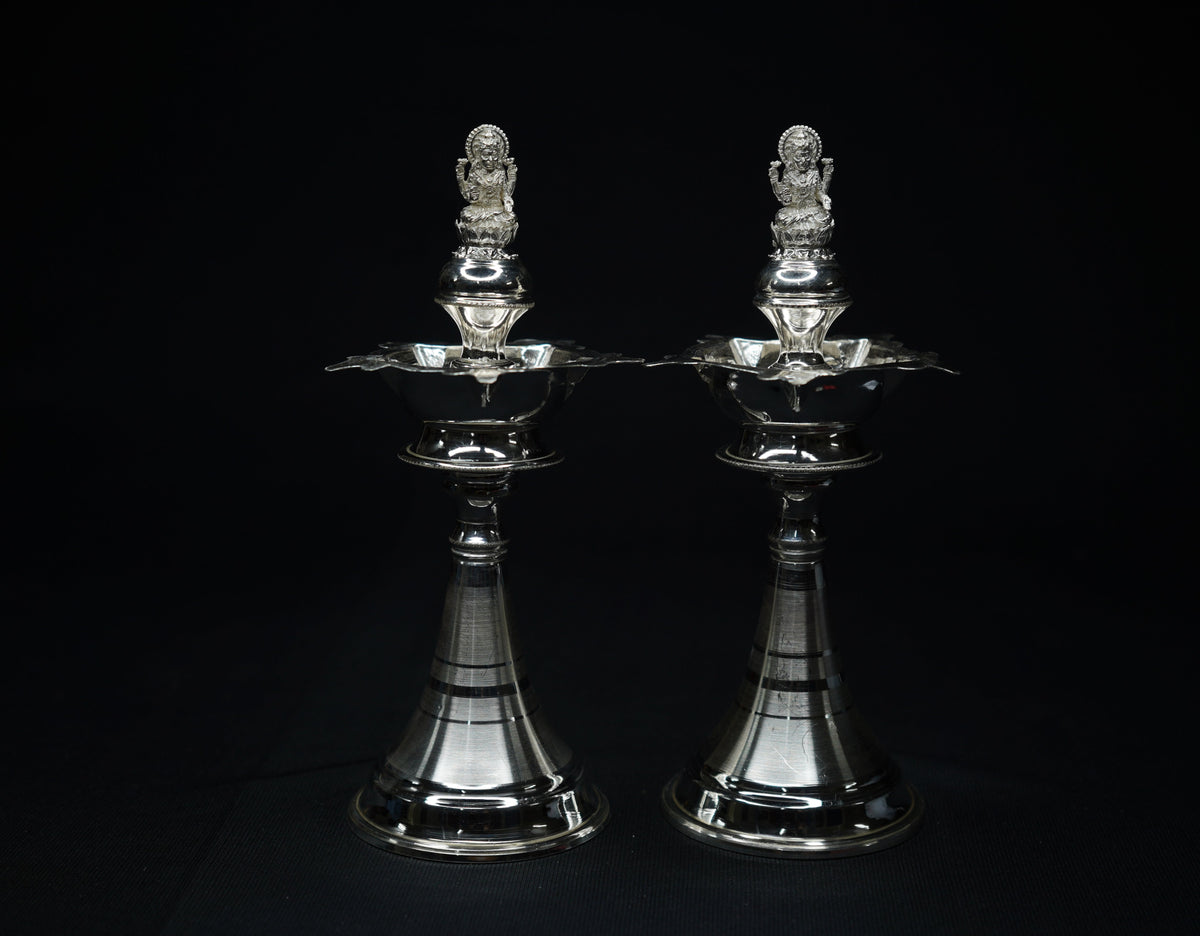 Pure Silver Diya With Laxmi Design 130g - PUSHMYCART