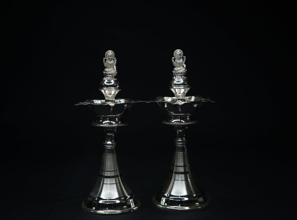Pure Silver Diya With Laxmi Design 130g - PUSHMYCART