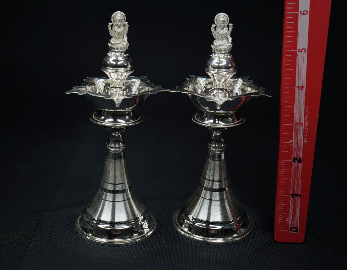 Pure Silver Diya With Laxmi Design 130g - PUSHMYCART