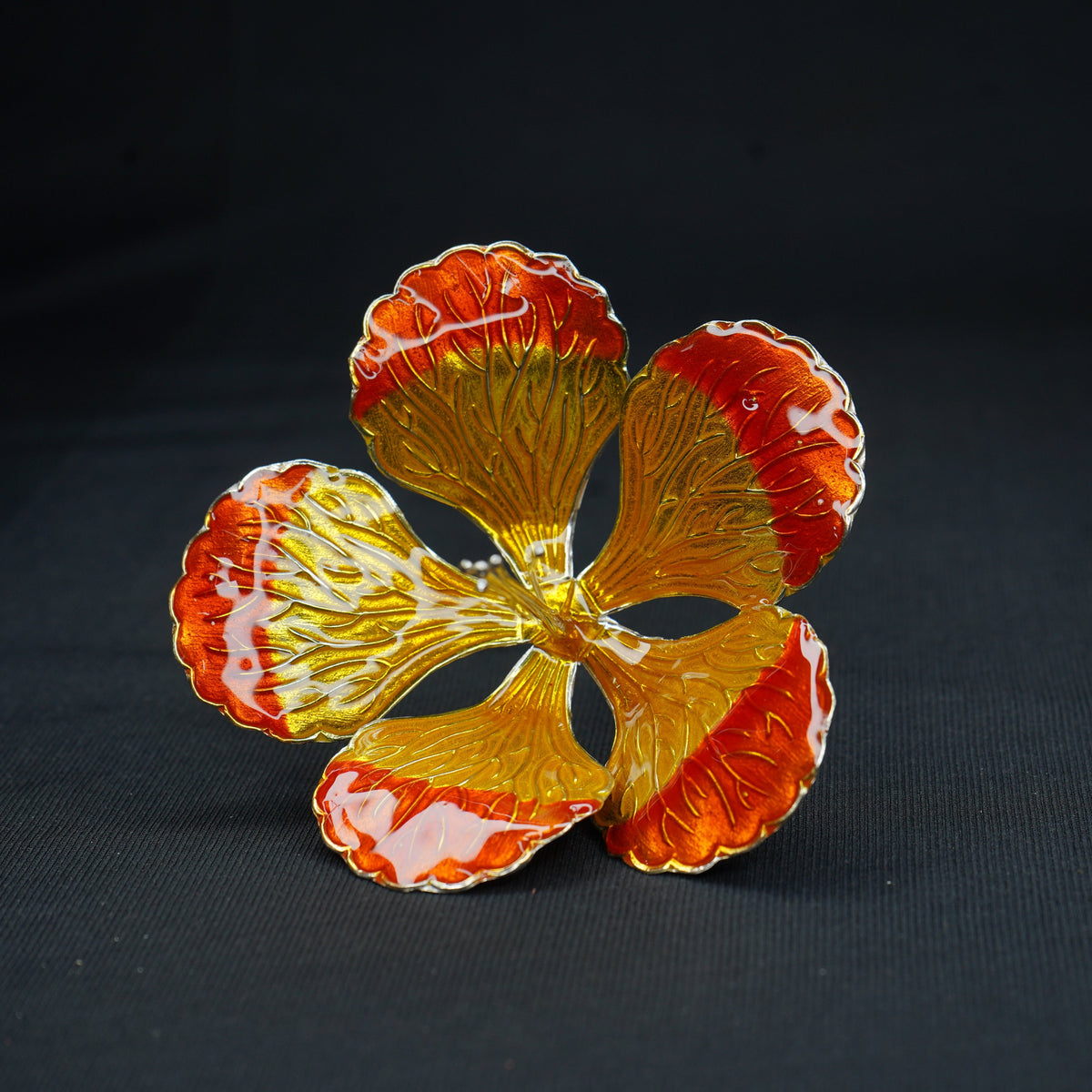 Pure Silver Yellow And Orange Flower 22g - PUSHMYCART
