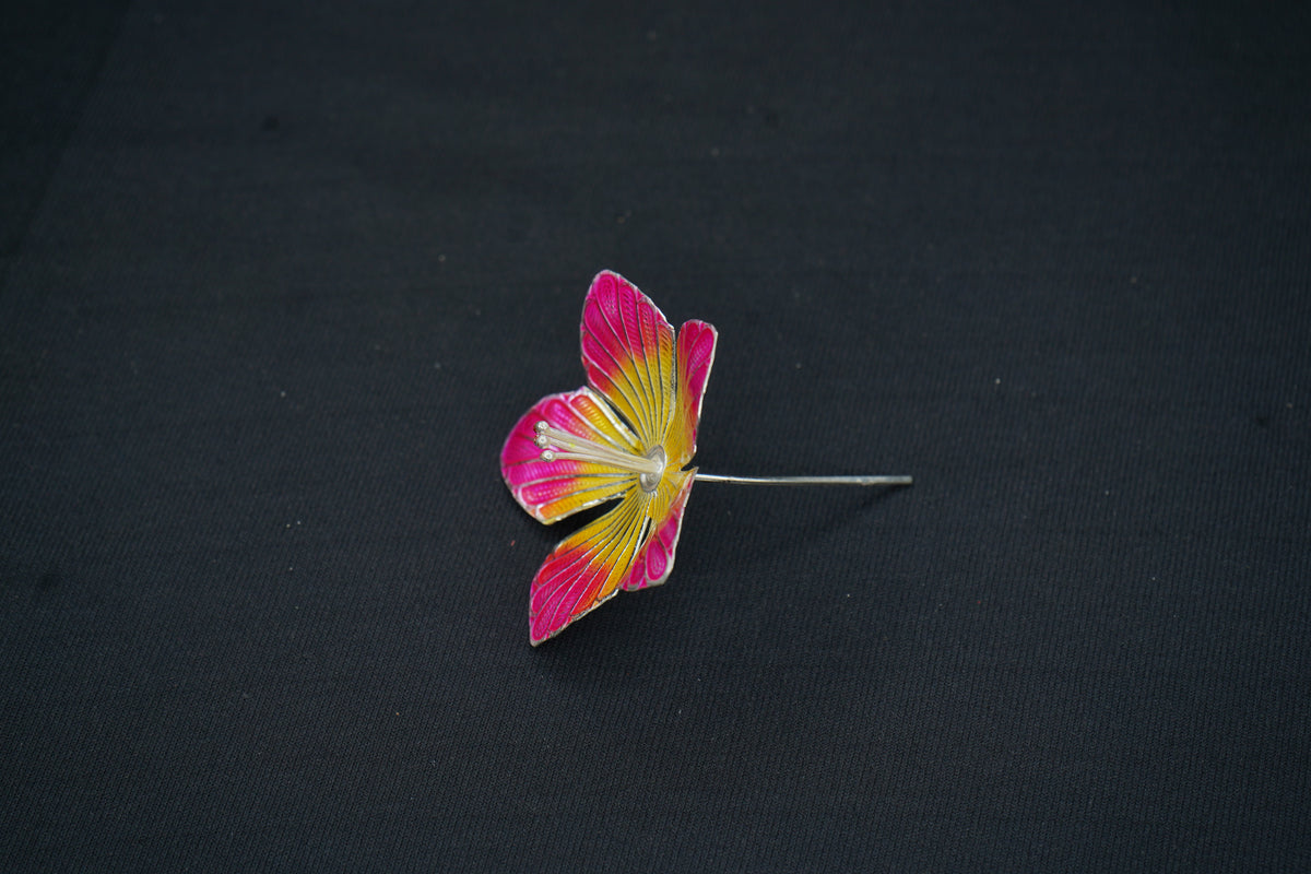 Pure Silver Yellow And Pink Flower 7g - PUSHMYCART