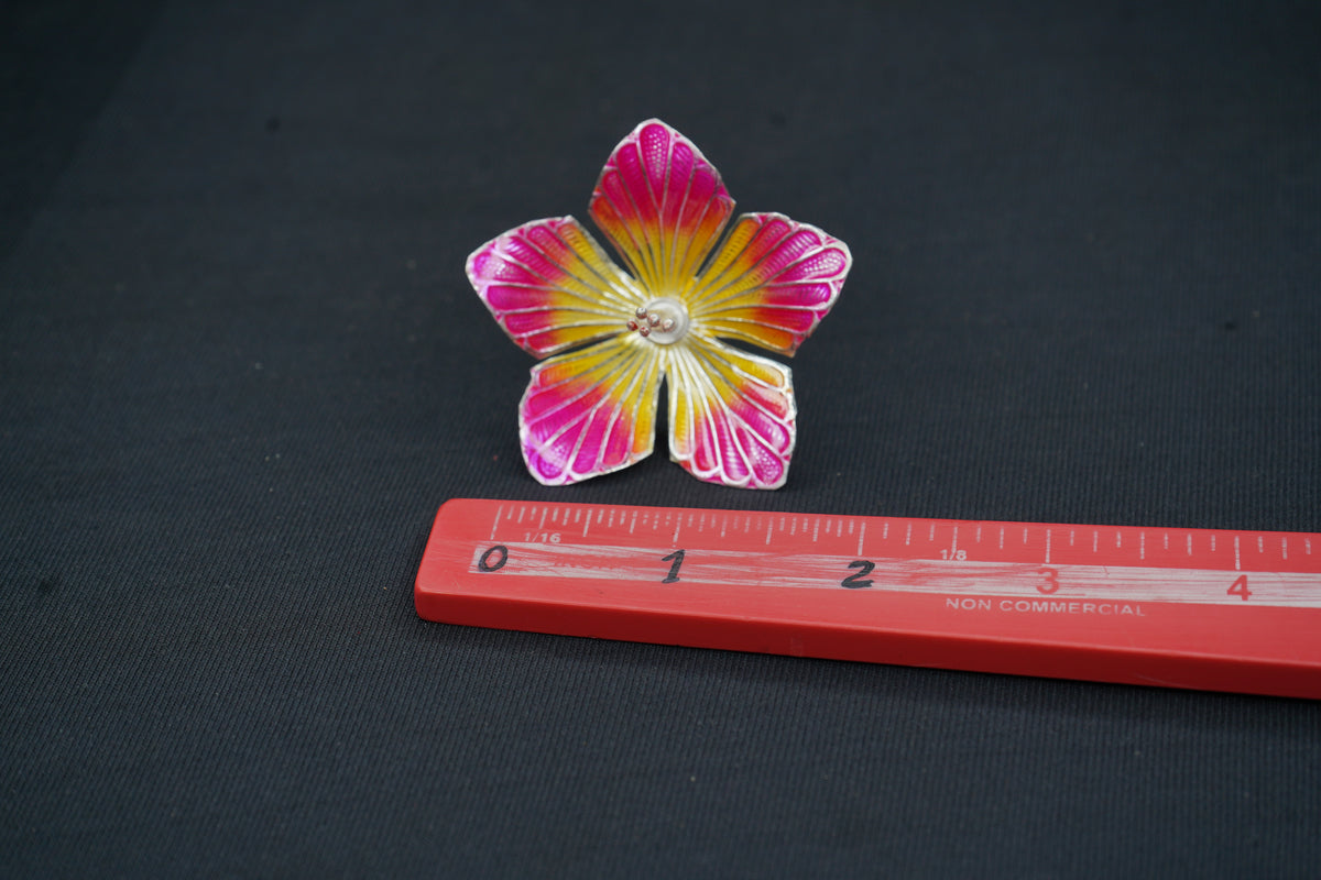 Pure Silver Yellow And Pink Flower 7g - PUSHMYCART