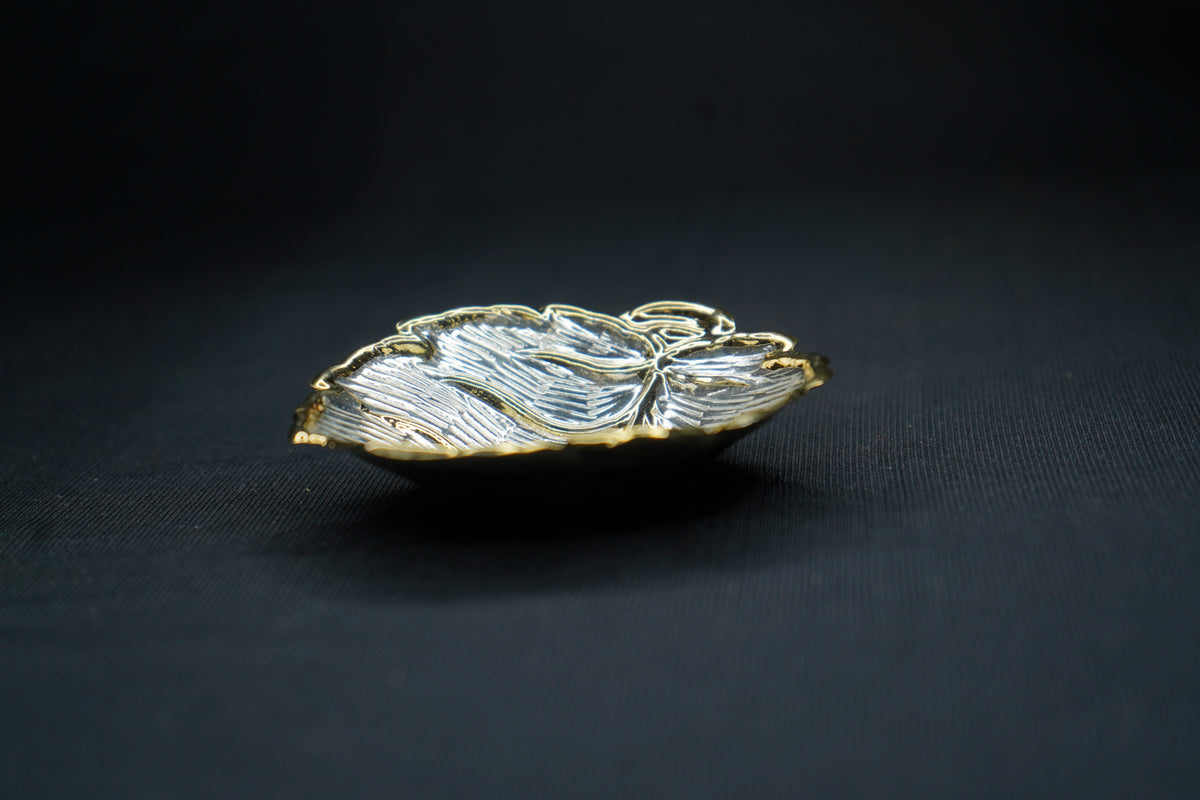 Pure Silver Gold Plated Leaf Bowls 12g - PUSHMYCART