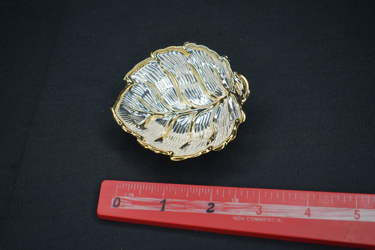 Pure Silver Gold Plated Leaf Bowls 12g - PUSHMYCART