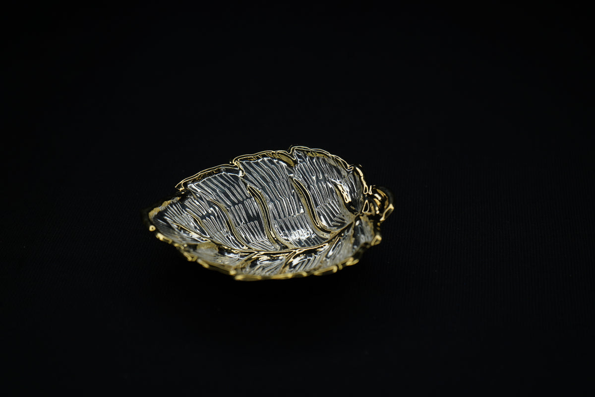 Pure Silver Gold Plated Leaf Bowls 12g - PUSHMYCART