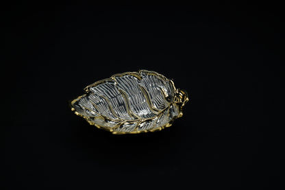 Pure Silver Gold Plated Leaf Bowls 12g - PUSHMYCART