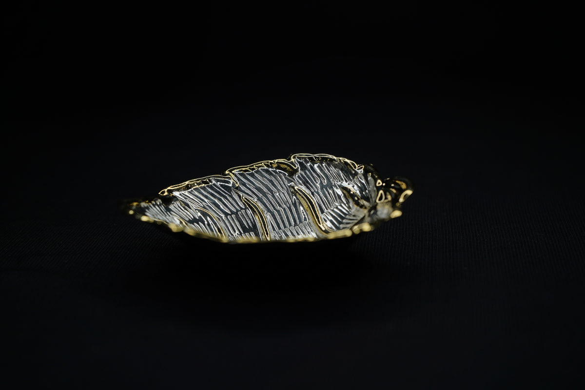 Pure Silver Gold Plated Leaf Bowls 12g - PUSHMYCART