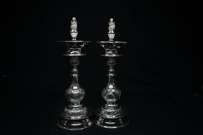 Pure Silver Laxmi Design Diya Pair 770g - PUSHMYCART