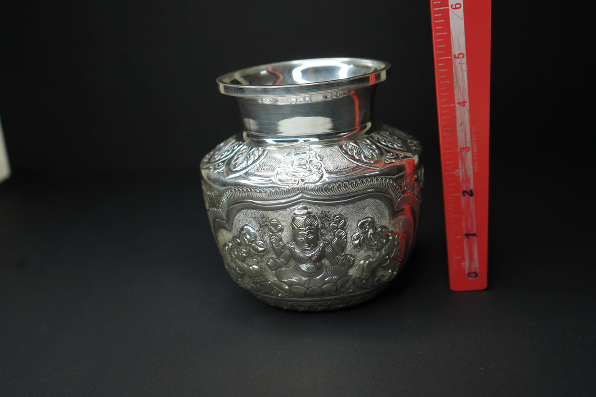 Pure Silver Ashtalakshmi Kalash With Elephant