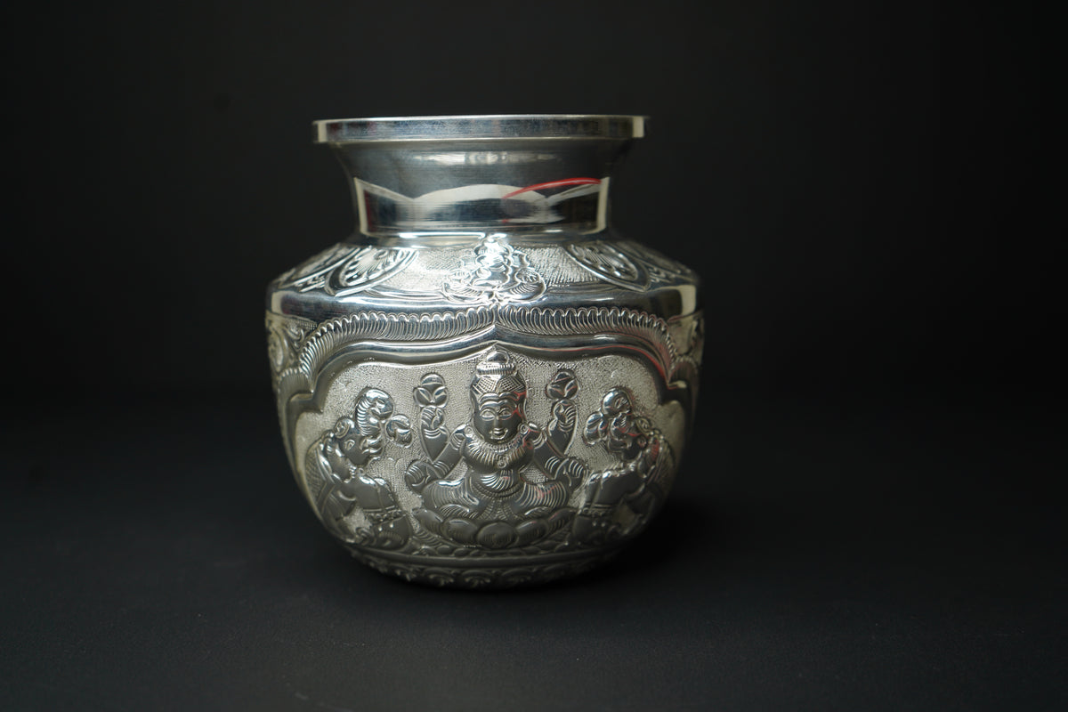 Pure Silver Ashtalakshmi Kalash With Elephant