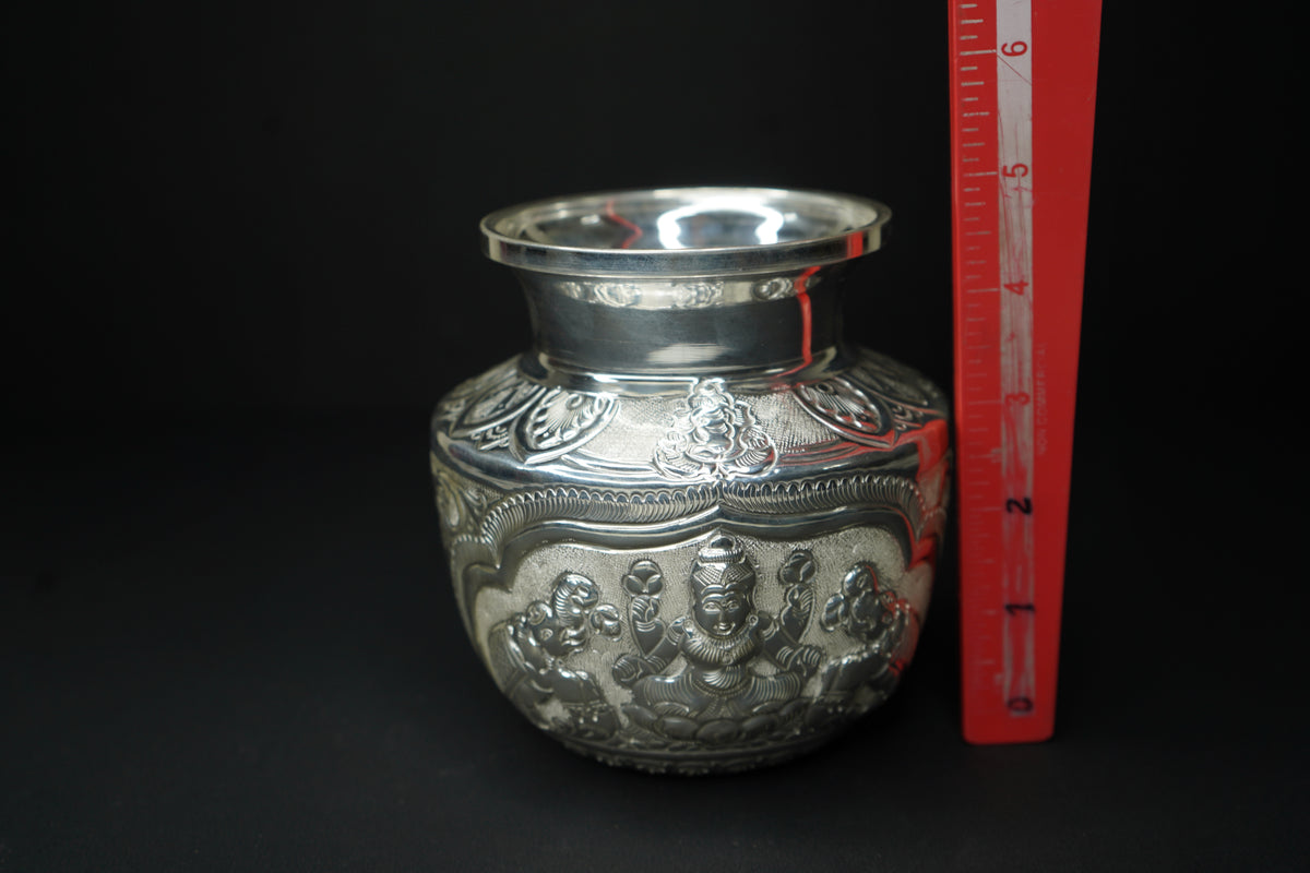Pure Silver Ashtalakshmi Kalash With Elephant