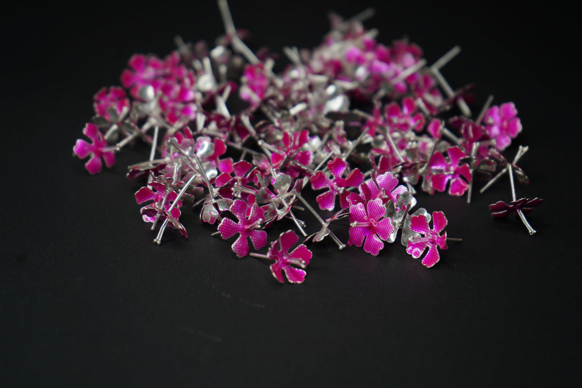 Pure Silver Pink Flowers