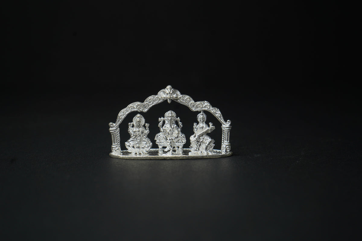 Pure Silver Lakshmi Ganesh Saraswathi Idol