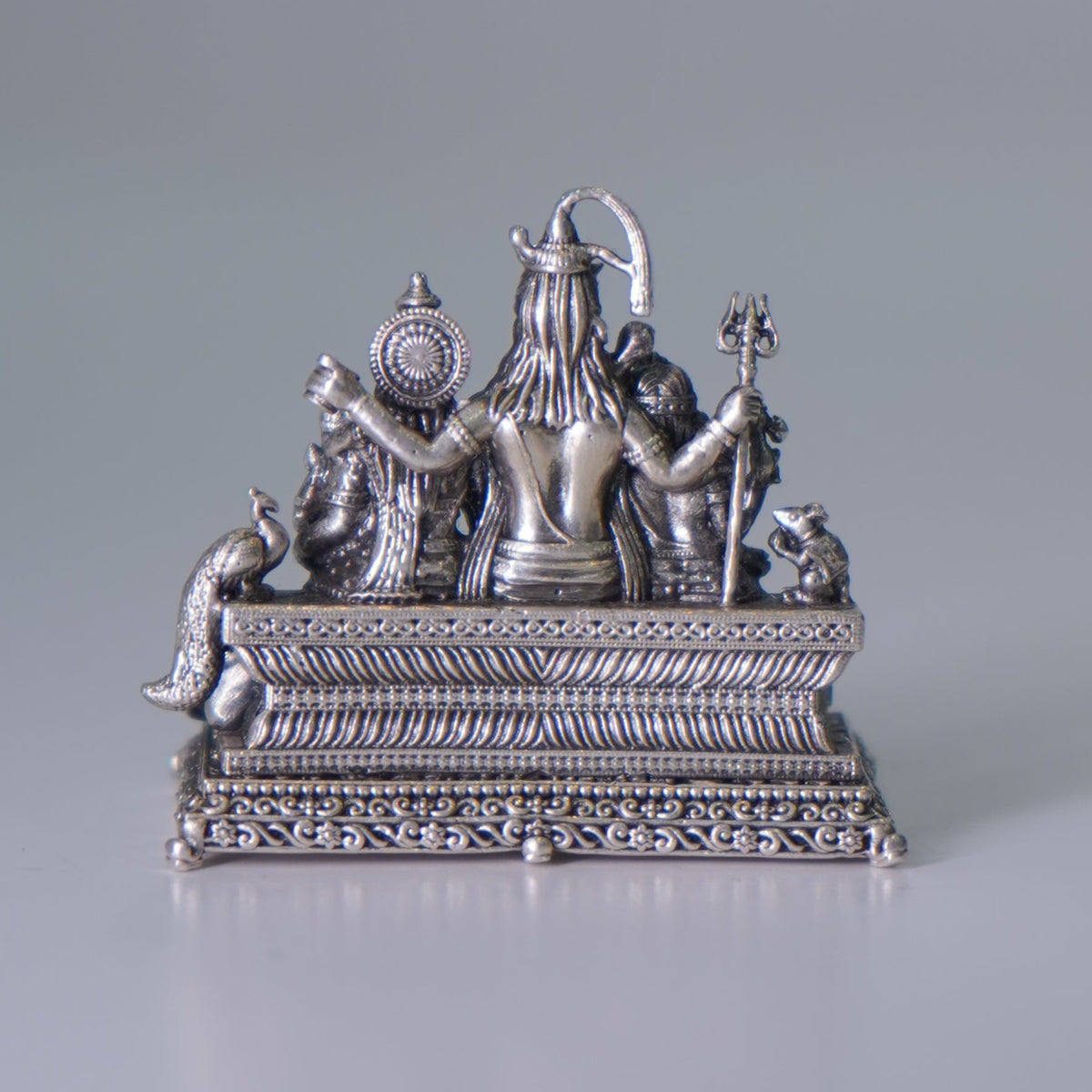 Pure Silver Shivparivar Antique Idol 57g - PUSHMYCART