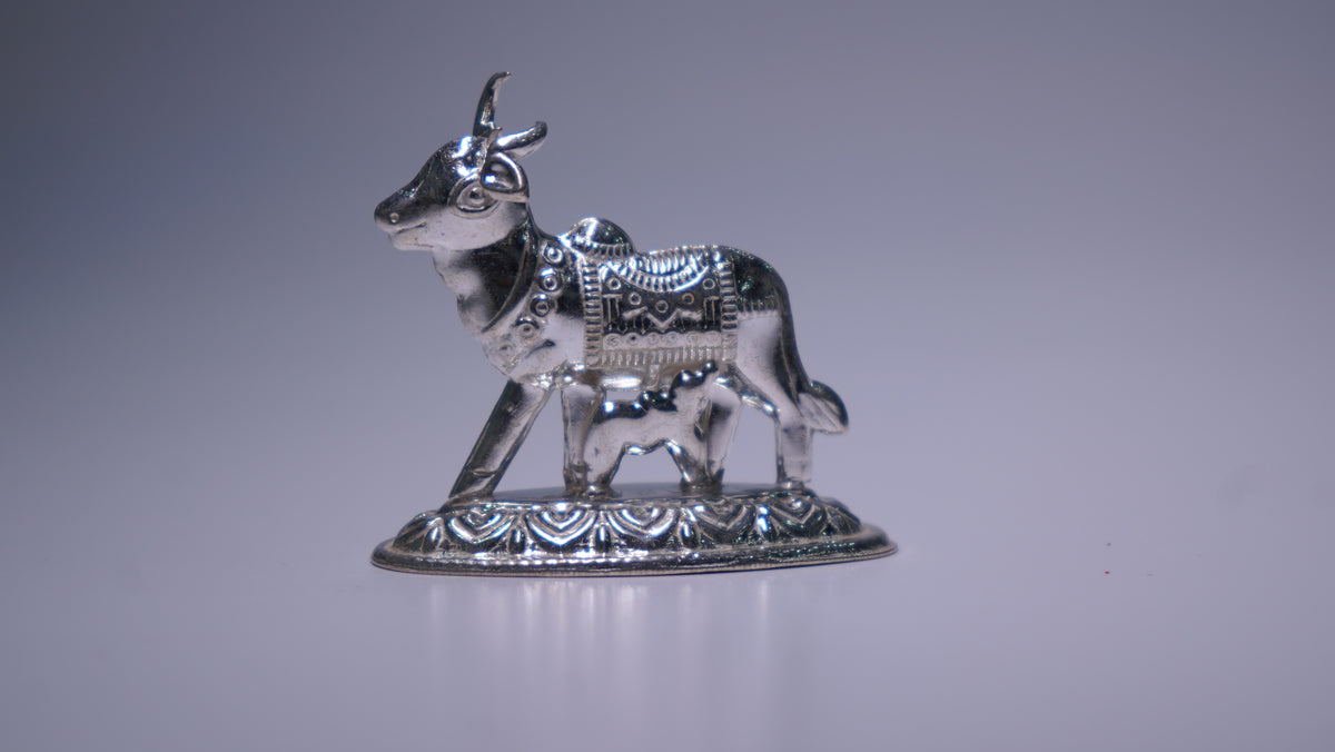 Pure Silver Cow and Calf Idol