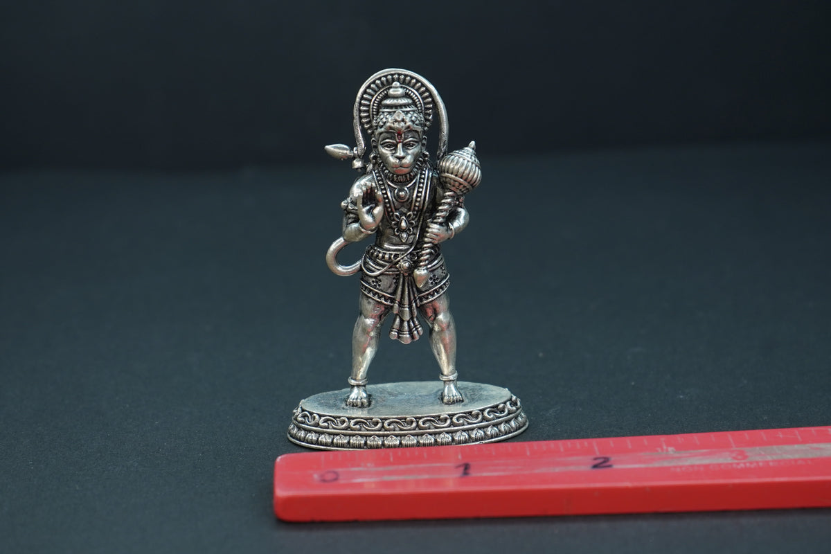 Pure Silver Antique Hanuman Idol Standing 40.51G By Mahita Collections - PUSHMYCART