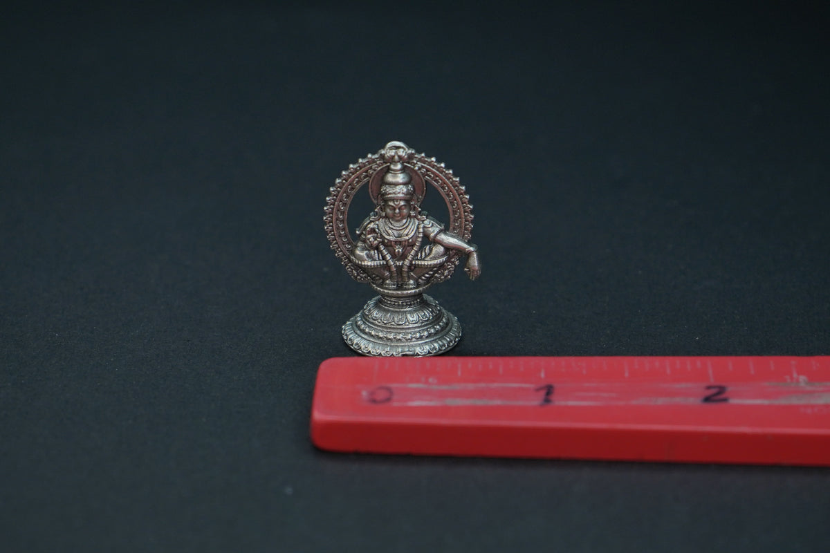 Pure Silver Antique Ayyappa Idol Small 9.40G By Mahita Collections - PUSHMYCART