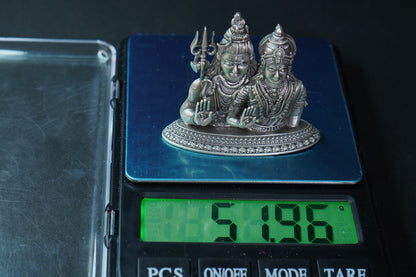 Pure Silver Antique Shivaparvathi Idol Big 51.96G By Mahita Collections - PUSHMYCART