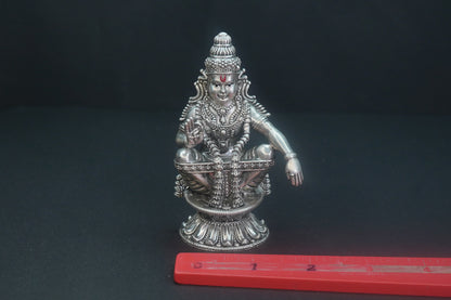 Pure Silver Antique Ayyappa Big Idol 160G By Mahita Collections - PUSHMYCART