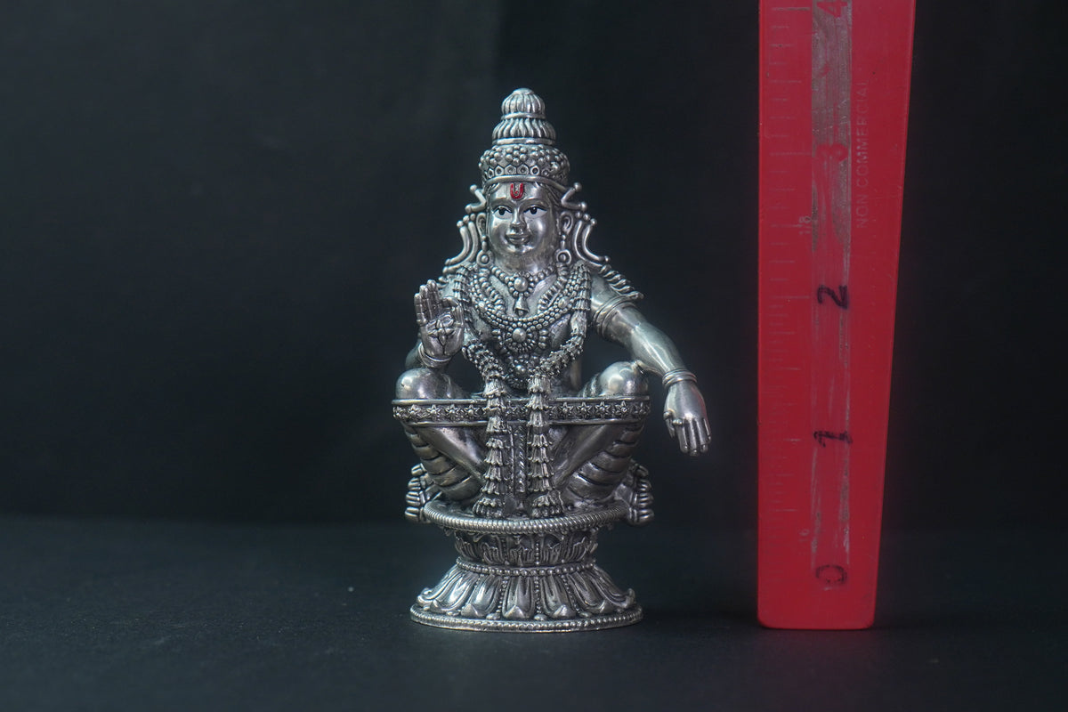 Pure Silver Antique Ayyappa Big Idol 160G By Mahita Collections - PUSHMYCART