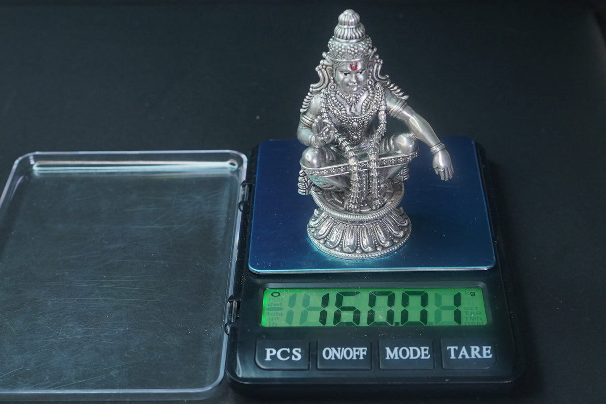 Pure Silver Antique Ayyappa Big Idol 160G By Mahita Collections - PUSHMYCART