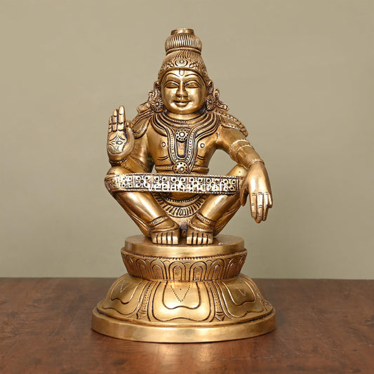 Vedansh Craft Brass Lord Ayyappa Superfine Idol 9.5 Inch