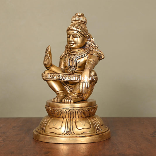 Vedansh Craft Brass Lord Ayyappa Superfine Idol 9.5 Inch