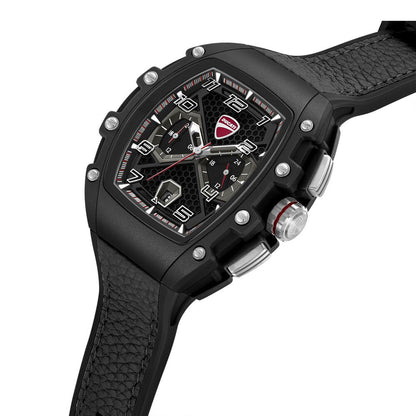 Ducati Quartz Multifunction Black Dial Black Silicone Strap Watch For Men
