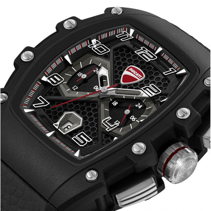 Ducati Quartz Multifunction Black Dial Black Silicone Strap Watch For Men