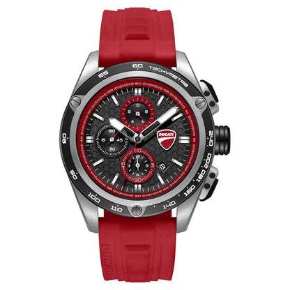 Ducati Quartz Chronograph Black Dial Red Silicone Strap Watch For Men - image 1