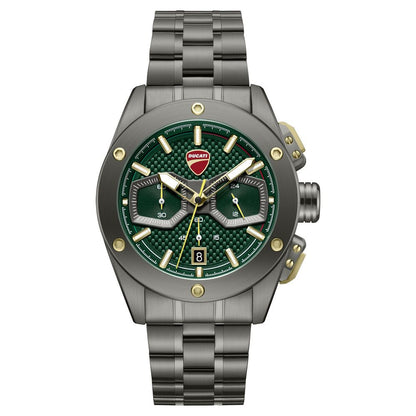 Ducati Quartz Chronograph Green Dial Grey Stainless Steel Strap Watch For Men - image 1