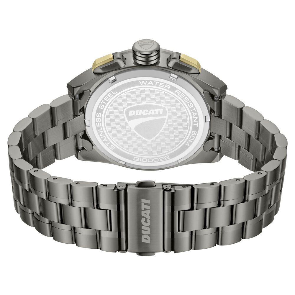 Ducati Quartz Chronograph Green Dial Grey Stainless Steel Strap Watch For Men