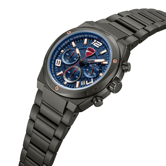 Ducati Quartz Chronograph Blue Dial Grey Stainless Steel Strap Watch For Men