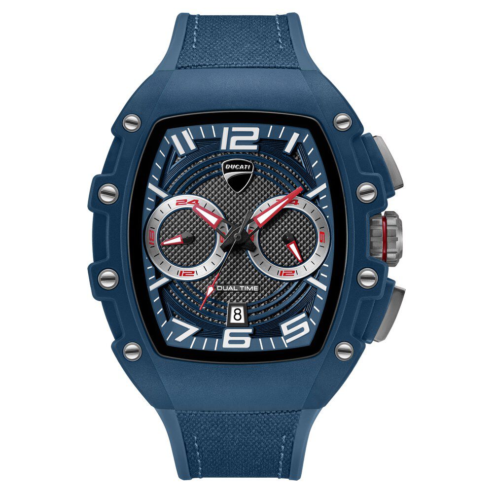 Ducati Quartz Multifunction Blue Dial Blue Silicone Strap Watch For Men - image 1