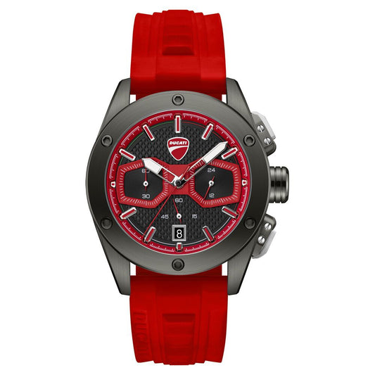 Ducati Quartz Chronograph Black Dial Red Silicone Strap Watch For Men - image 1