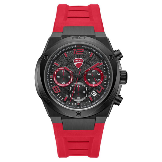Ducati Quartz Chronograph Black Dial Red Silicone Strap Watch For Men - image 1