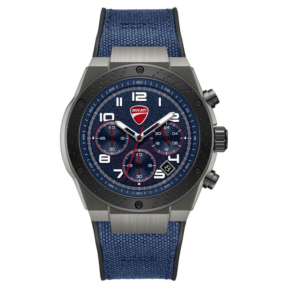 Ducati Quartz Chronograph Blue Dial Black Silicone Strap Watch For Men - image 1
