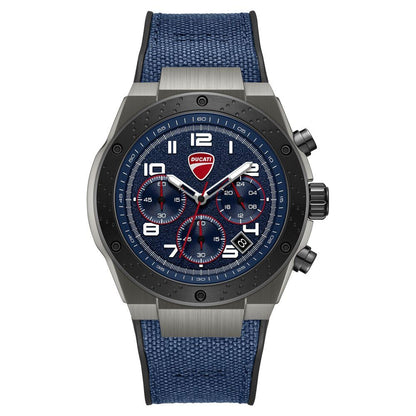 Ducati Quartz Chronograph Blue Dial Black Silicone Strap Watch For Men - image 1