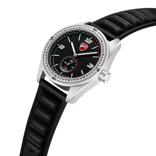 Ducati Quartz Analog Black Dial Black Leather Strap Watch For Men