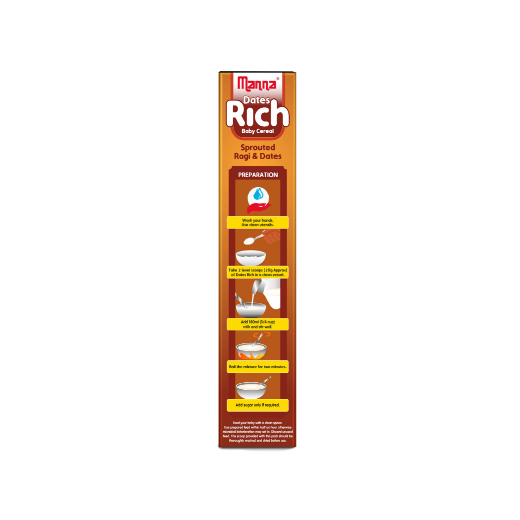 Manna Foods Baby Cereal Sprouted Ragi and Date powder 6 months + 200g