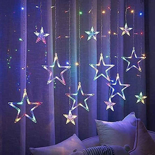 Desidiya 12 Stars LED Multicolour Curtain String Lights 6 Large and 6 Small Stars