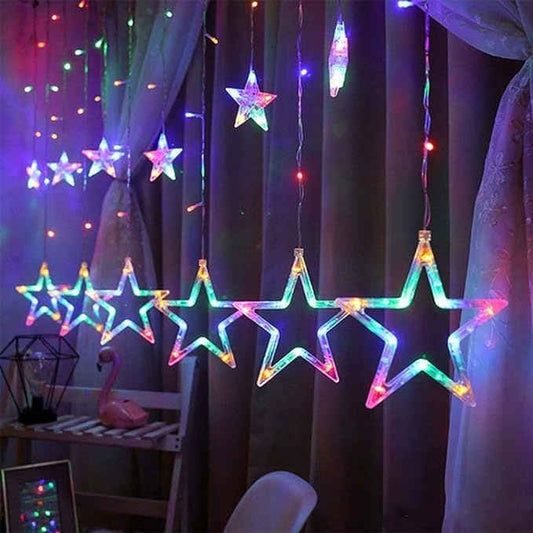 Desidiya 12 Stars LED Multicolour Curtain String Lights 6 Large and 6 Small Stars