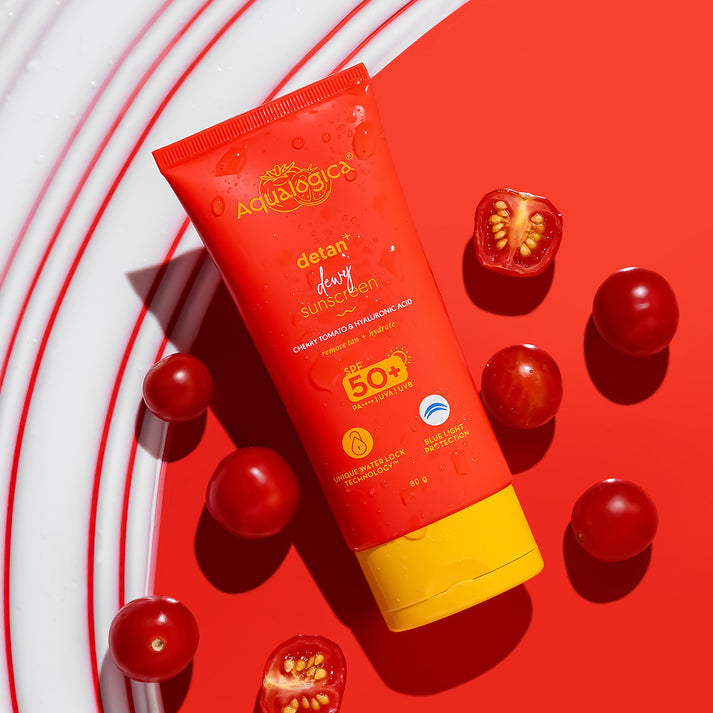 Aqualogica Detan+ Dewy Sunscreen with SPF 50+ and PA++++ for UVA/B and Blue Light Protection and No White Cast