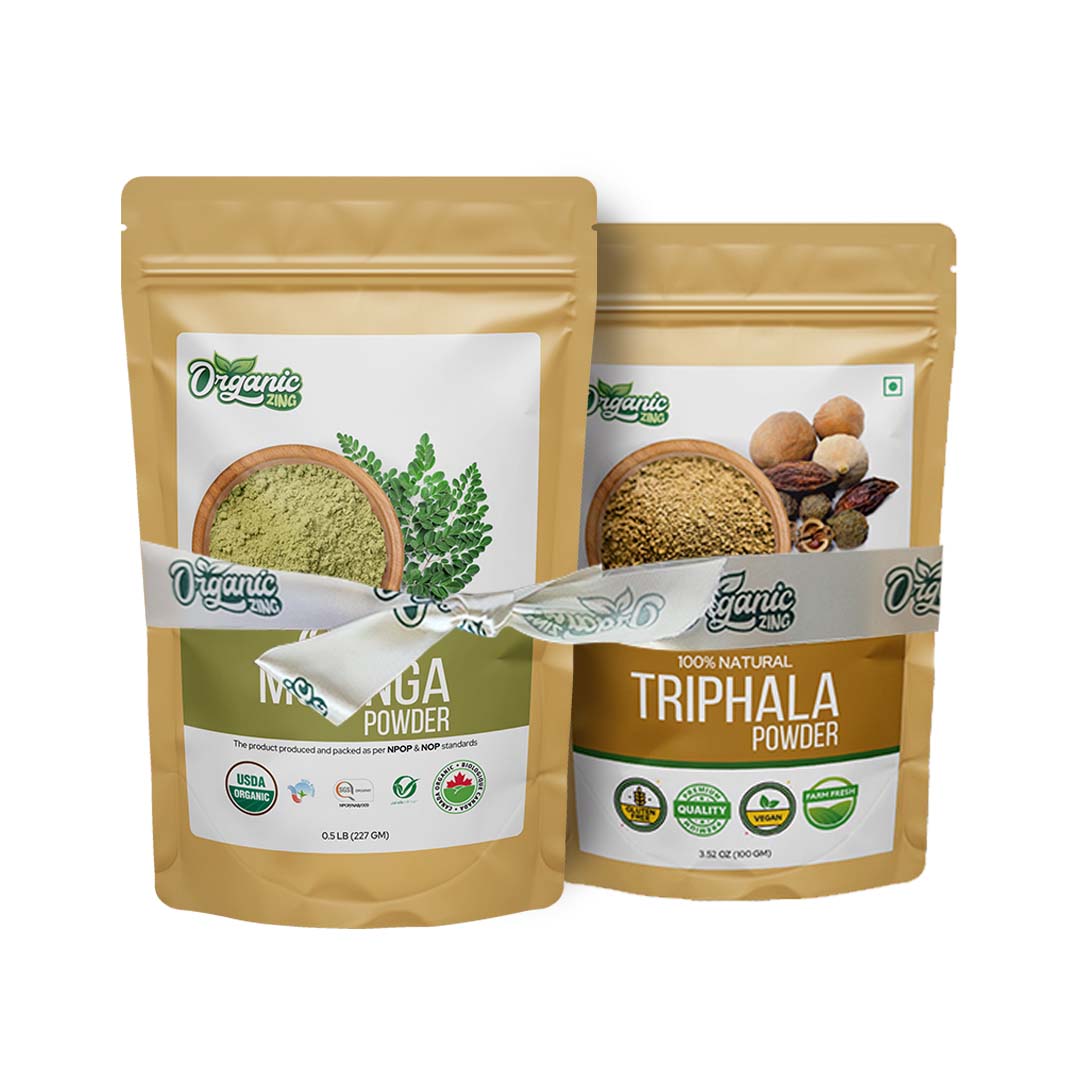 Organic Zing Triphala and Moringa Powder Duo