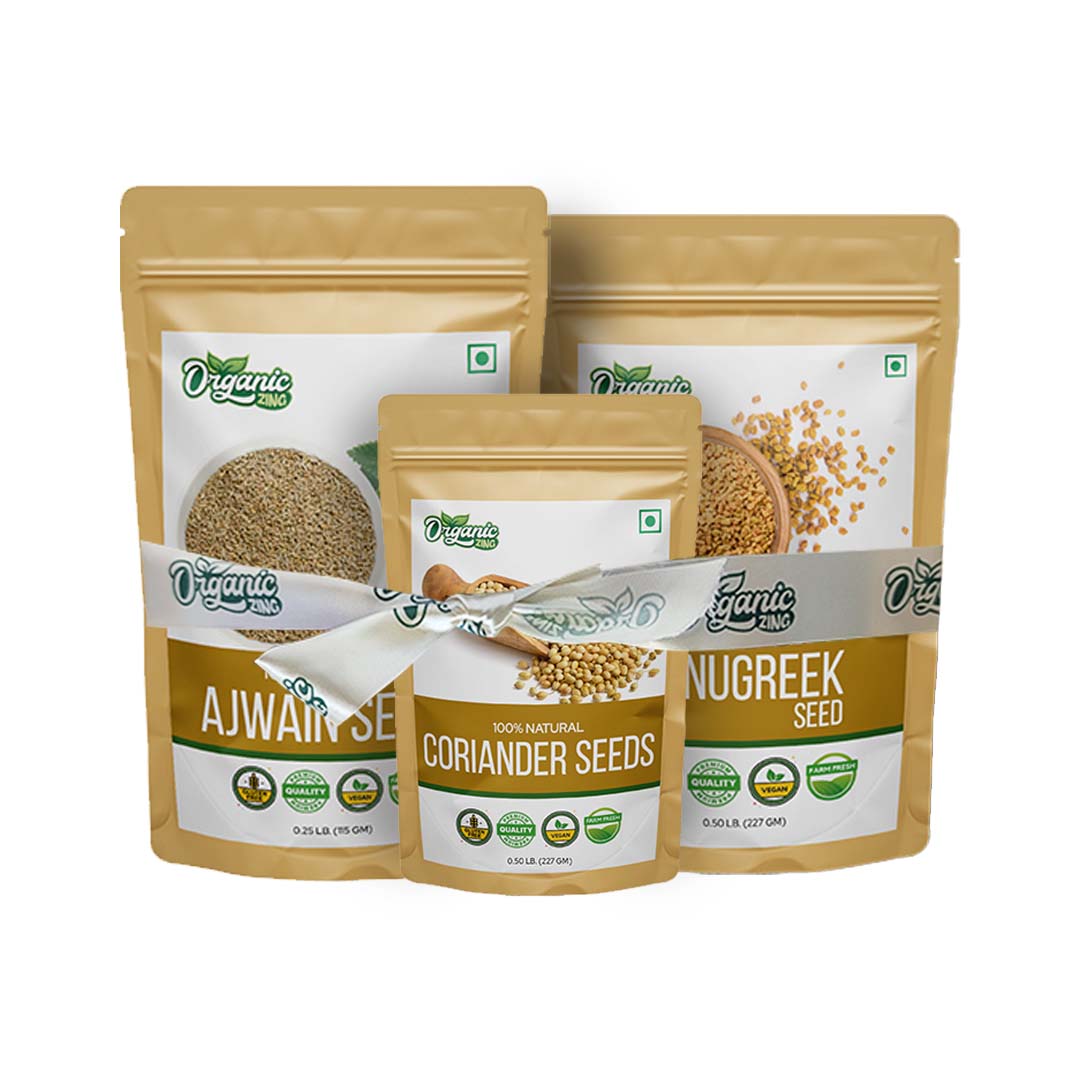 Organic Zing Ajwain Fenugreek and Coriander Seed Combo