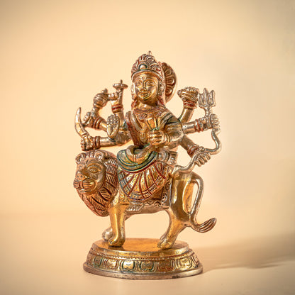 Samskara Home Durgadevi On Lion Brass Idol