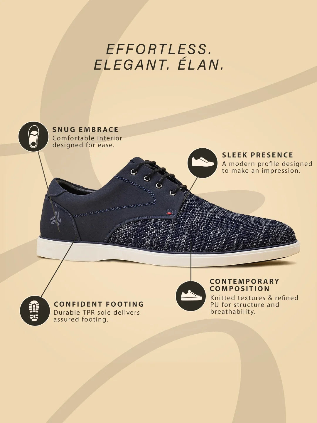 Campus ELAN 26 Black Mens Formal Sneakers