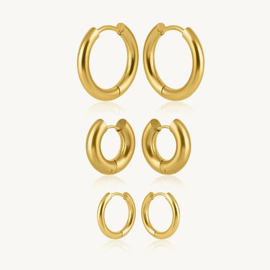 Palmonas Everyday Golden Hoop Earring Set