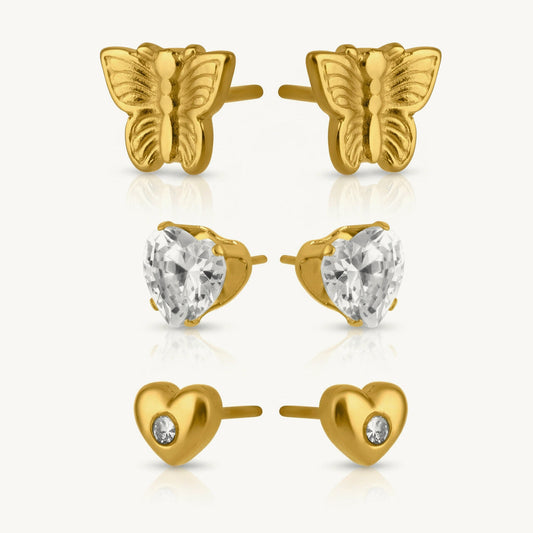 Palmonas Flutter Heart Sparkle Earring Set